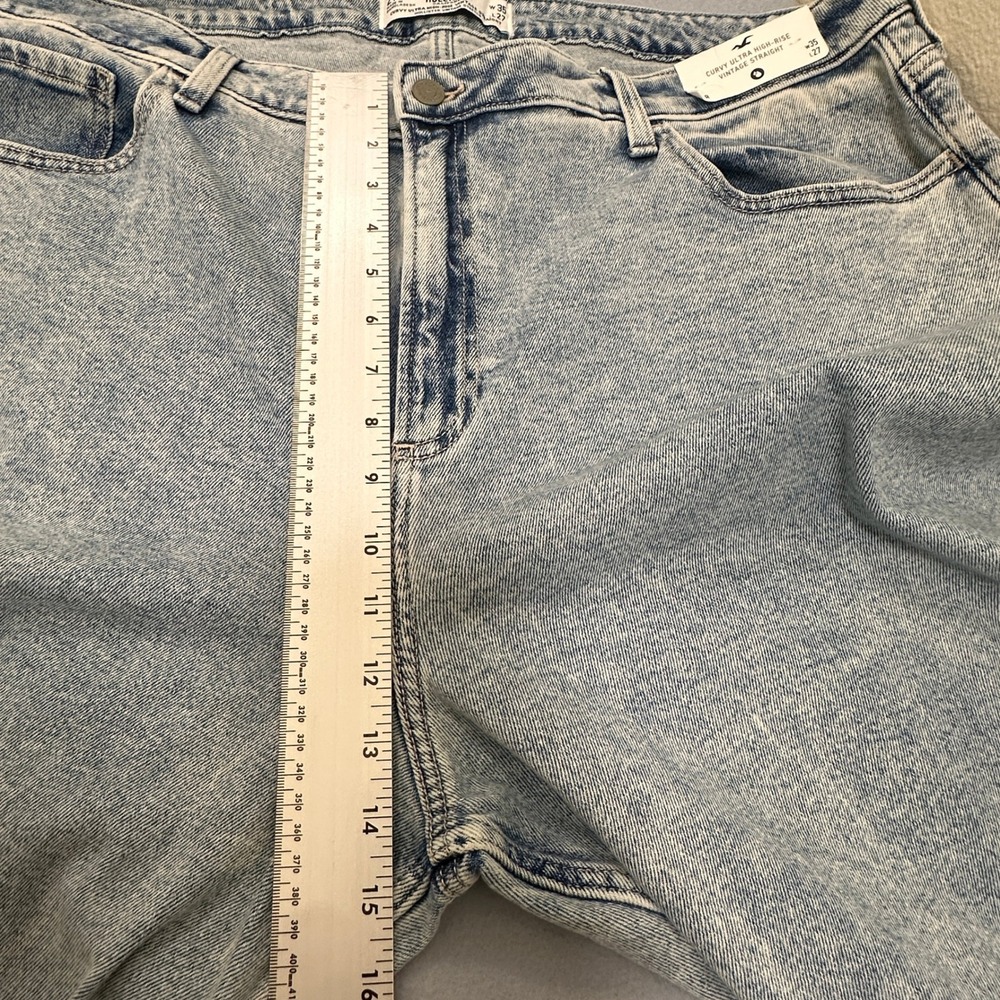 Hollister Curvy Ultra High-Rise Straight Jeans Juniors Womens 21R Blue NWT - Picture 7 of 10